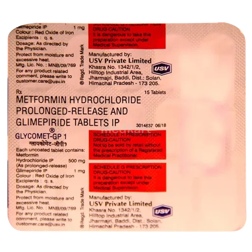 glycomet gp 1mg tablet 15's